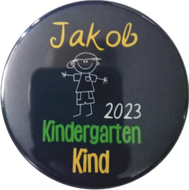 Kindergarten Button blau mit Namen